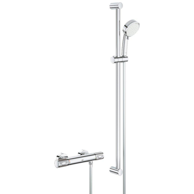 GROHE Grohtherm 1000 thermostatische opbouw douchemengkraan met glijstang en handdouche chroom