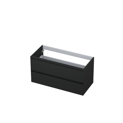 INK Wastafelonderkast - 100x45x52cm - 2 lades - greeploos - 45 graden afwerking rondom - MDF lak antraciet mat