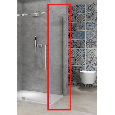 Van Rijn Products ST08 Vaste wand 1085-1105 x 2000mm 8 mm Helder glas incl. Glasbehandeling Chroom muurprofiel