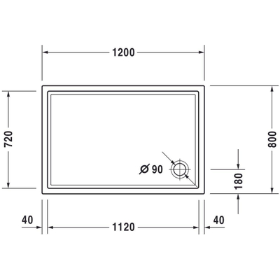 Duravit Starck Slimline douchebak acryl rechthoekig 120x80x5.5cm wit