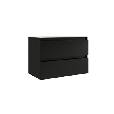 Adema Chaci Badkameronderkast - 80cm - 2 lades - greeploos - mat zwart