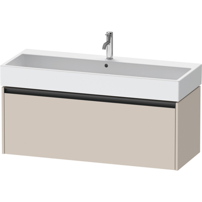 Duravit Ketho 2 wastafelonderbouwkast met 1 lade voor enkele wastafel 118.4x46x44cm met greep antraciet taupe mat