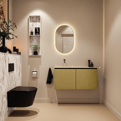 MONDIAZ TURE-DLUX 100cm toiletmeubel Oro. EDEN wastafel Glace positie links. Zonder kraangat.