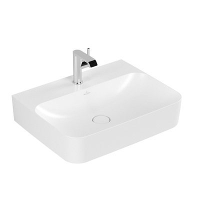 Villeroy & Boch Finion wastafel 1 kraangat 60x47cm Ceramic+ met verdekte overloop stone white