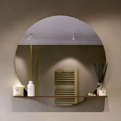 Mondiaz SPOT Badkamerspiegel - rond 100cm - spiegelplanchet - kleur Rust