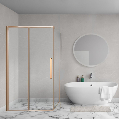 Aqua Vista Lokla Cuadra zijwand - 90x200cm - incl. montageset - geborsteld koper