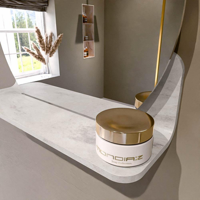 Mondiaz SPOT Badkamerspiegel - rond 40cm - spiegelplanchet - kleur Ostra