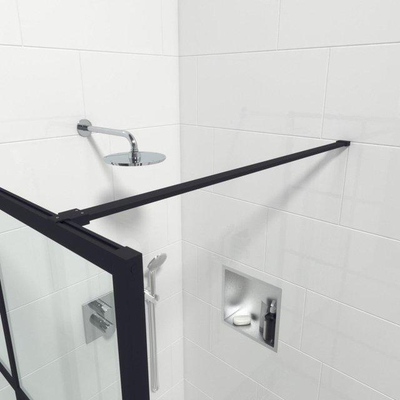 FugaFlow Efficiente Vetro inloopdouche badkamer - 120x200cm - windows frame buitenzijde - anti kalk - mat zwart