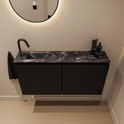 MONDIAZ TURE-DLUX 100cm toiletmeubel Urban. EDEN wastafel Lava positie links. Met 1 kraangat.