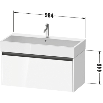 Duravit Ketho 2 wastafelonderbouwkast met 1 lade 98.4x46x44cm met greep antraciet donker noten mat