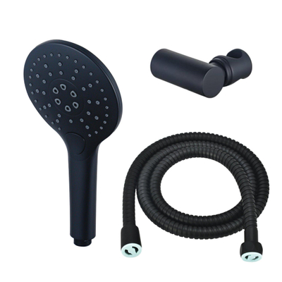 Fortifura Calvi Handdoucheset - Ø12 - rond - 3 straalsoorten - met houder - met anti twist slang - 150cm - zwart