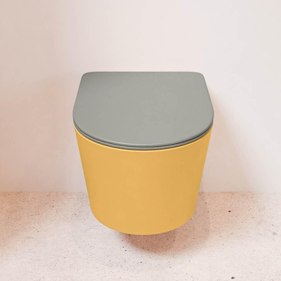 MONDIAZ LAVIE wandclosetpack - 36x53cm - diepspoel - rimless - Ocher (geel) - softclose - quick-release - toiletzitting - Smoke (grijs)