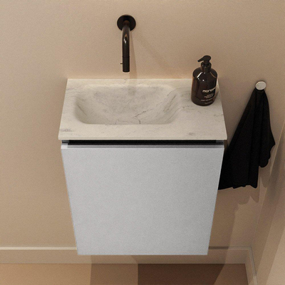 MONDIAZ TURE-DLUX 40cm toiletmeubel Plata. EDEN wastafel Opalo positie links. Zonder kraangat.