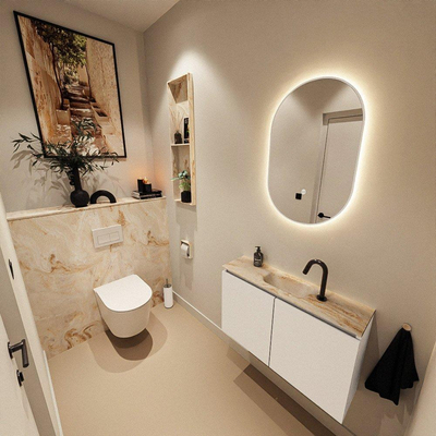 MONDIAZ TURE-DLUX 80cm toiletmeubel Talc. EDEN wastafel Frappe positie midden. Met 1 kraangat.