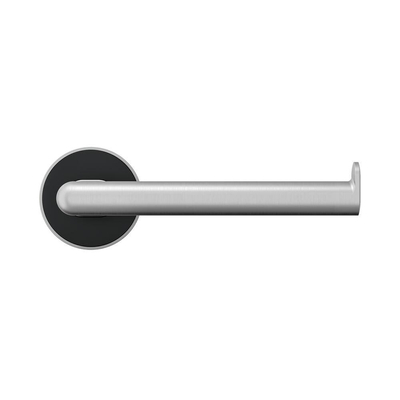 Tiger Cooper Toiletrolhouder - zonder klep - met L-vorm - geborsteld RVS/zwart