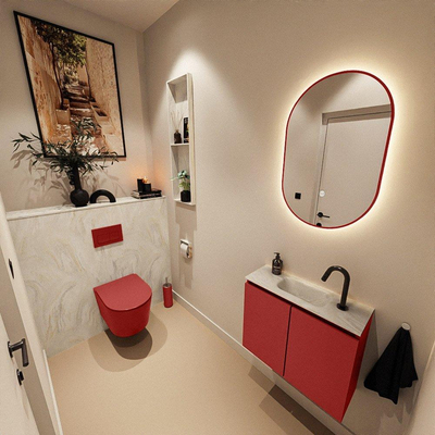 MONDIAZ TURE-DLUX 60cm toiletmeubel Fire. EDEN wastafel Ostra positie midden. Met 1 kraangat.