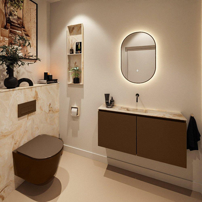 MONDIAZ TURE-DLUX 100cm toiletmeubel Rust. EDEN wastafel Frappe positie midden. Zonder kraangat.