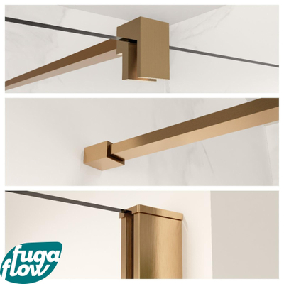 FugaFlow Eccelente Vetro profielset 200cm + stabilisatiestang 120cm geborsteld koper -