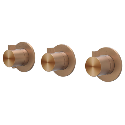 IVY Tribe Regendoucheset - inbouw - symmetry - 2 stopkranen - 40cm wandarm - 25cm medium hoofddouche - houder met uitlaat - 150cm doucheslang - staafmodel handdouche - RVS316 - geborsteld mat koper PVD