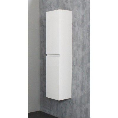 Adema Bella hoge kast greeploos 2 deuren 145x30x30cm Wit hoogglans OUTLET