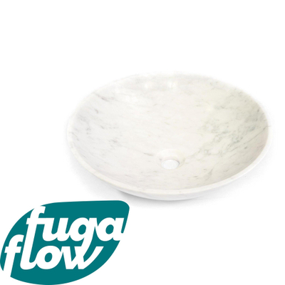 FugaFlow Efficiente Arredo Waskom - 42x42x12cm - rond - natuursteen marmer - Gepolijst wit