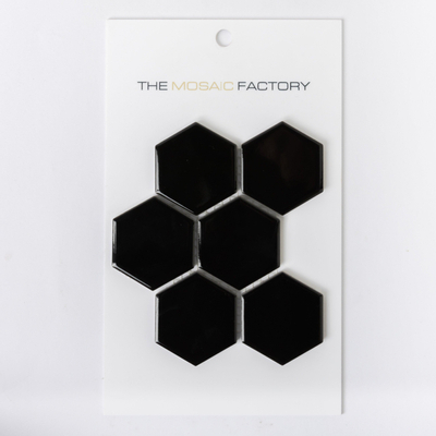 SAMPLE The Mosaic Factory Barcelona mozaïektegel 5.1x5.9x0.6cm voor wand voor binnen en buiten geglazuurd keramiek zwart