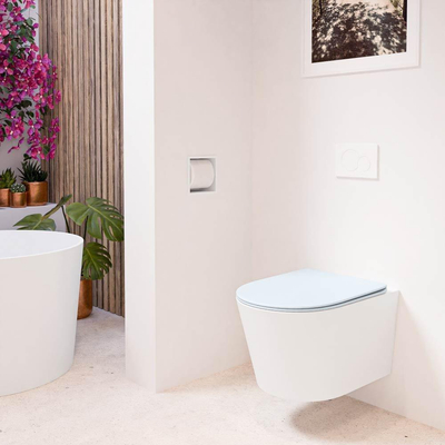MONDIAZ LAVIE wandclosetpack - 36x53cm - diepspoel - rimless - Talc (offwhite) - softclose - quick-release - toiletzitting - clay (blauw)