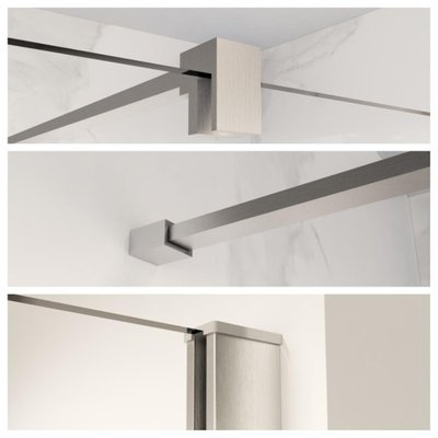 FugaFlow Eccelente Vetro profielset 200cm + stabilisatiestang 120cm geborsteld rvs -