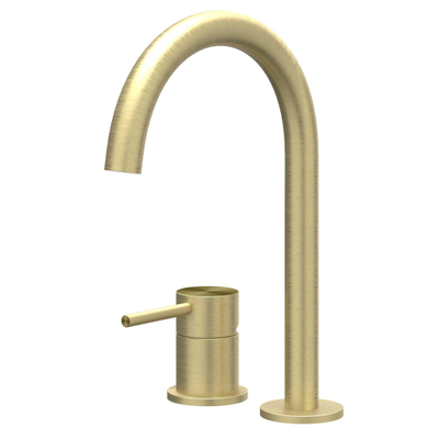 IVY Concord Wastafelmengkraan - 2-gats - bladmontage - uitloop - coldstart - RVS316 - geborsteld mat goud PVD