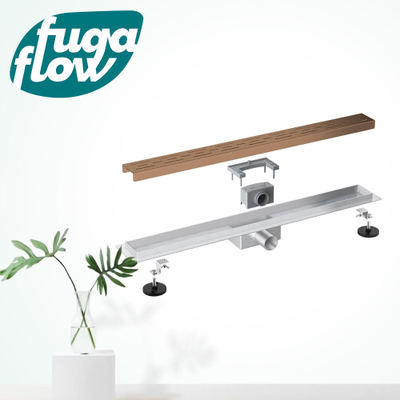 FugaFlow Eccelente Anta douchegoot badkamer - 80cm - met vloerflens - met rooster - geborsteld koper