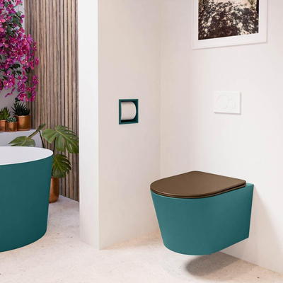 MONDIAZ LAVIE wandclosetpack - 36x53cm - diepspoel - rimless - Smag (blauw) - softclose - quick-release - toiletzitting - Rust (rood)