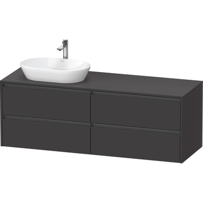 Duravit Ketho 2 wastafelonderbouwkast incl. consoleplaat met 4 laden voor waskom links 160x55x56.8cm met handgrepen antraciet grafiet supermat