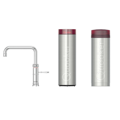 Quooker Classic Fusion Square kokendwaterkraan - draaibare uitloop - PRO3 incl. Cube reservoir - Warm / kokend / bruisend / gefilterd water - Chroom