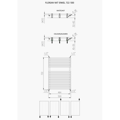 Plieger Florian Nxt designradiator enkel horizontaal 722x500mm 391W wit