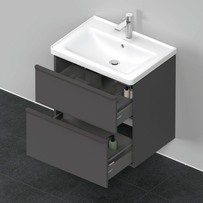 Duravit D-Neo wastafelonderkast 63.4x62.5x45.2cm 2 lades Grafiet Mat