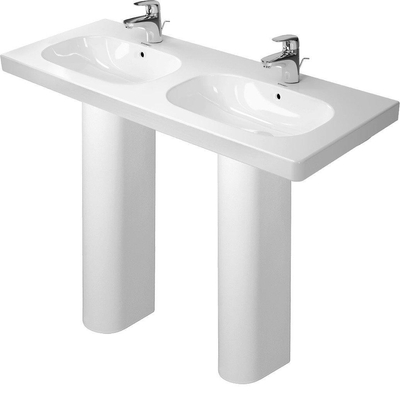 Duravit D code dubbele meubelwastafel 120x49cm 2 kraangaten met overloop wit