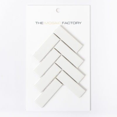 SAMPLE The Mosaic Factory Paris mozaïektegel 2.3x7.3x0.6cm voor wand en vloer voor binnen en buiten visgraat Keramiek Mat Wit