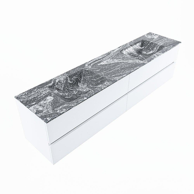 Mondiaz VICA-DLUX Badkamermeubelset - 200cm - talc - 4 lades - Inbouw wastafel CLOUD - dubbel 2 kraangaten - kleur Lava - XL versie 60cm hoog