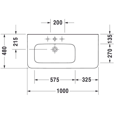 Duravit Durastyle meubelwastafel 100x48 bak links 1 kraangat Gliss wit