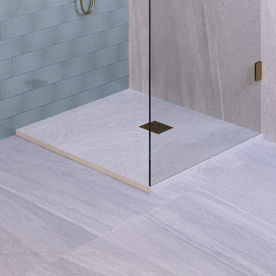 BRAUER Relievo Crag Douchebak 90x90cm antislip antibacterieel mineraalmarmer mat wit SHOWROOMMODEL