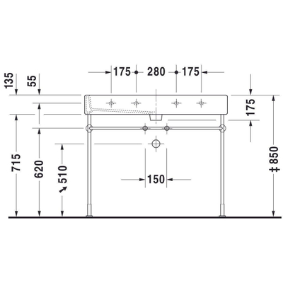 Duravit Vero wastafel 100x47cm 2 krgt met overloop wit