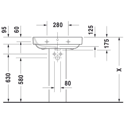 Duravit Happy d.2 wastafel 65x49,5cm 1 kraangat overloop wit