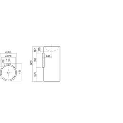 Alape Wt serie wastafel 40,4 rond 90cm hoog staand met afvoer en bevestigingset wit