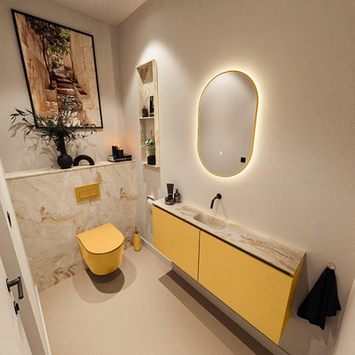 MONDIAZ TURE-DLUX 120cm toiletmeubel Ocher. EDEN wastafel Frappe positie midden. Zonder kraangat.