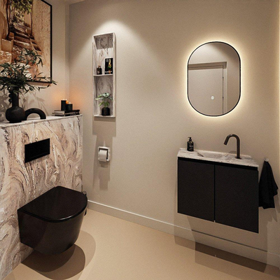 MONDIAZ TURE-DLUX 60cm toiletmeubel Urban. EDEN wastafel Glace positie midden. Met 1 kraangat.