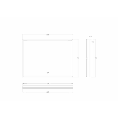 Wiesbaden Avi spiegel rechthoek met LED, dimbaar en spiegelverwarming 80 x 60 cm mat zwart