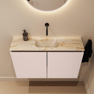 MONDIAZ TURE-DLUX 80cm toiletmeubel Rosee. EDEN wastafel Frappe positie midden. Zonder kraangat.