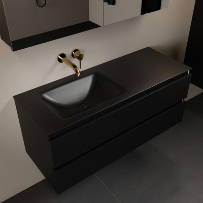 Mondiaz Aivy badmeubelset - 120x45x50cm - 0 kraangaten - 1 wasbak urban Solid surface - Links - 2 lades - Met spiegelkast - MDF Urban