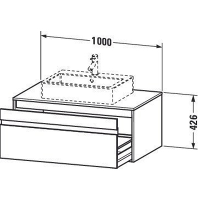 Duravit Ketho Wastafelonderkast 100x55x42.6cm 1 lade Standaard greep met softclose spaanplaat Grafiet Mat