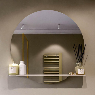 Mondiaz SPOT Badkamerspiegel - rond 90cm - spiegelplanchet - kleur Rosee